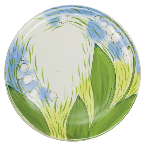 Helina Tilk: Handbemaltes Porzellan Geschirr und Keramik - handbemalte Tortenplatte aus Porzellan 31cm mit Maiglöckchenmotiv - Porzellan Geschirr hier kaufen