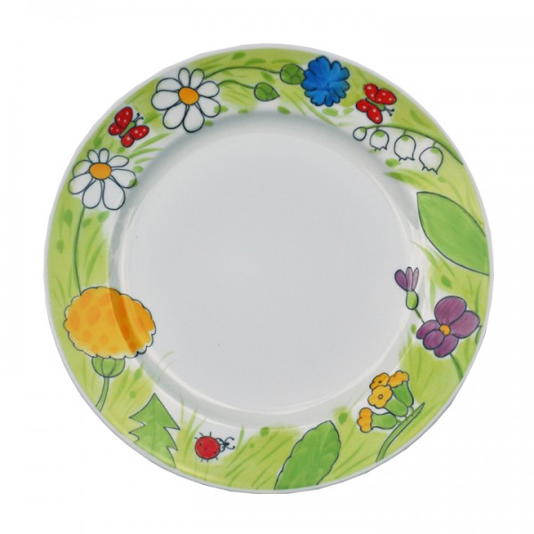 Helina Tilk: Handbemaltes Porzellan Geschirr und Keramik - handbemalter Teller aus Porzellan 26cm mit allen Blumen - Porzellan Geschirr hier kaufen
