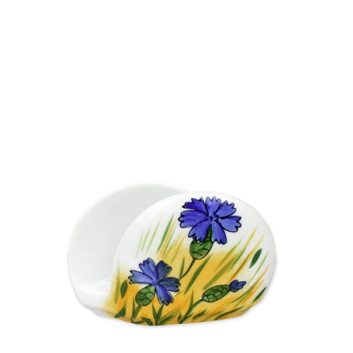 Helina Tilk: Handbemaltes Porzellan Geschirr und Keramik - handbemalter Serviettenhalter aus Porzellan mit Kornblumenmotiv - Porzellan Geschirr hier kaufen