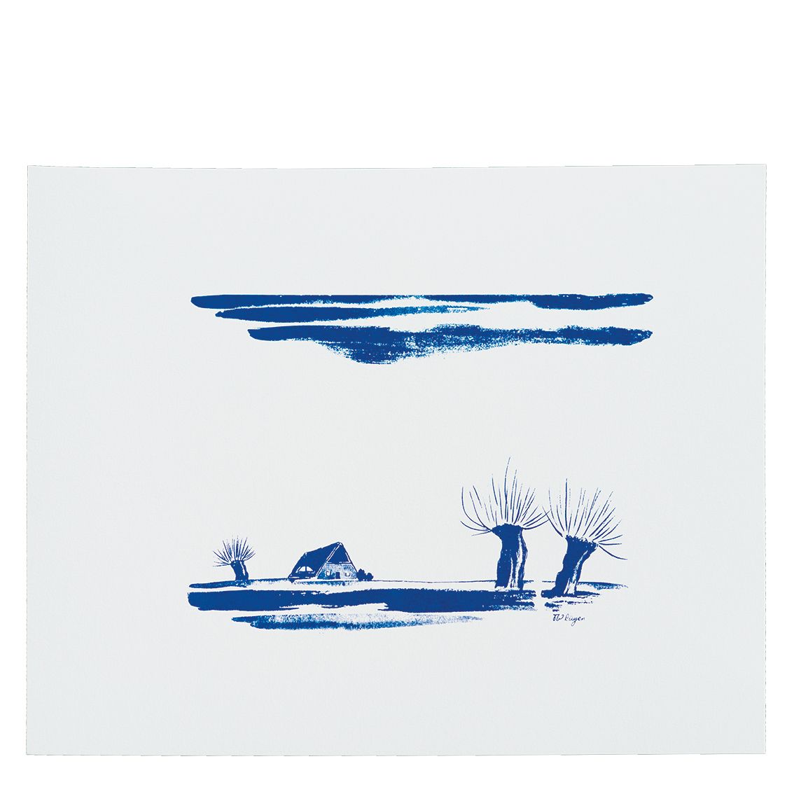 Thom Wilcke Siebdruckbild „Weiden, blau" ohne Rahmen-Copy