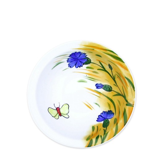 Helina Tilk: Handbemaltes Porzellan Geschirr und Keramik - handbemalte Porzellan Müslischale 16cm mit Kornblumenmotiv - Porzellan Geschirr hier kaufen